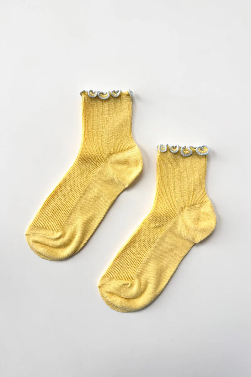 Le Bon Shoppe Petite Ruffled Modal Socks Butter/Baby Blue - Steranko Clothing Manchester