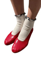 Le Bon Shoppe Petite Ruffled Modal Socks Soft White/Navy - Steranko Clothing Manchester