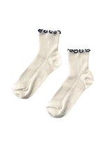Le Bon Shoppe Petite Ruffled Modal Socks Soft White/Navy - Steranko Clothing Manchester