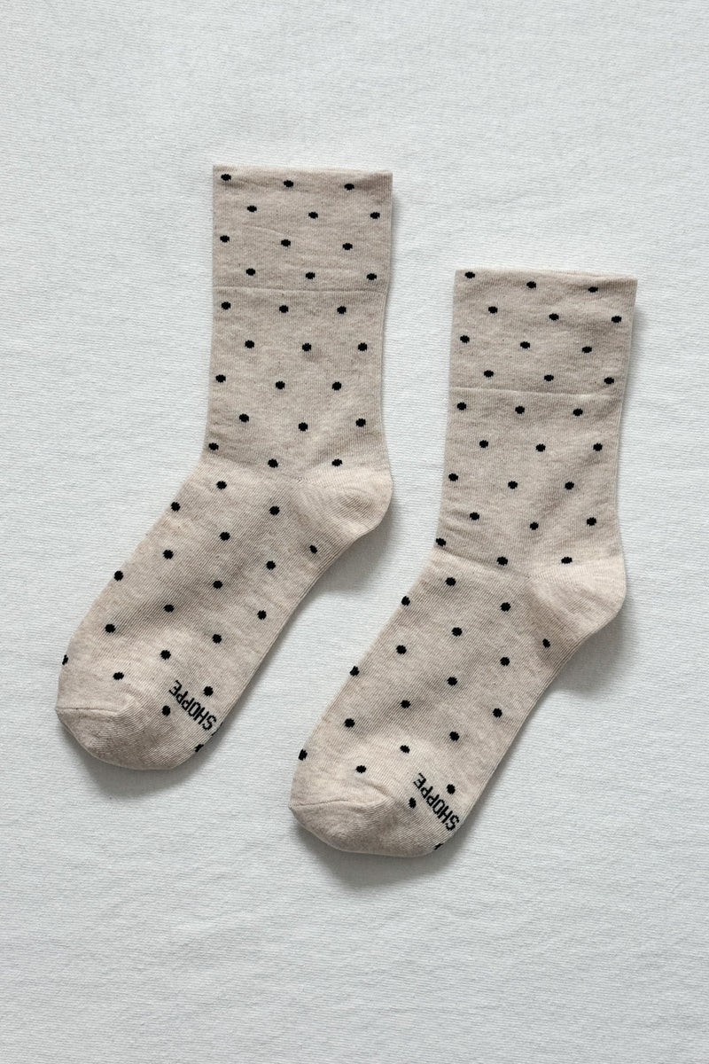 Le Bon Shoppe Polka Dot Sneaker Socks Oatmeal/Black - Steranko Clothing Manchester