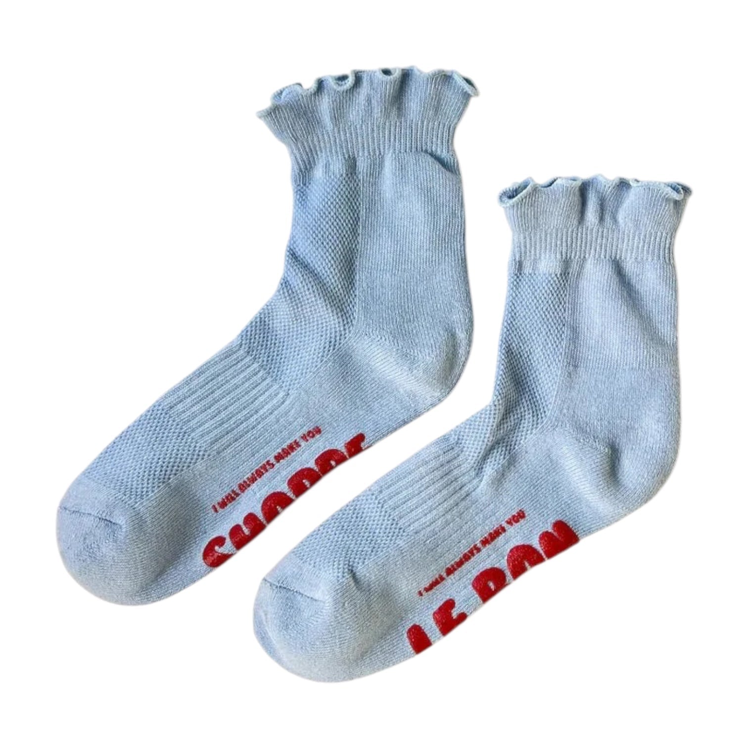 Le Bon Shoppe Ruffled Hugger Socks Periwinkle/Red - Steranko Clothing Manchester