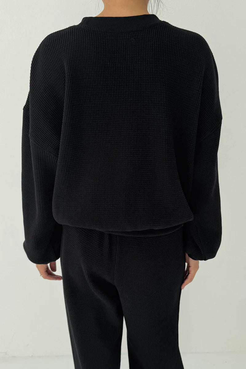 Le Bon Shoppe Waffle Core Sweatshirt True Black - Steranko Clothing Manchester