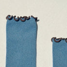 Le Bon Shoppe X Noble Ruffled Modal Socks Powder Blue / Brown Edge - Steranko Clothing Manchester