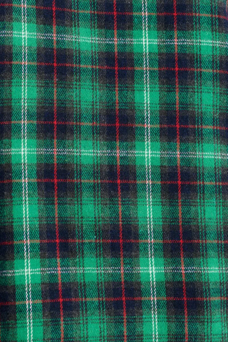 Louche Peppi Winter Check Smocked Bodice Midi Dress Green - Steranko Clothing Manchester