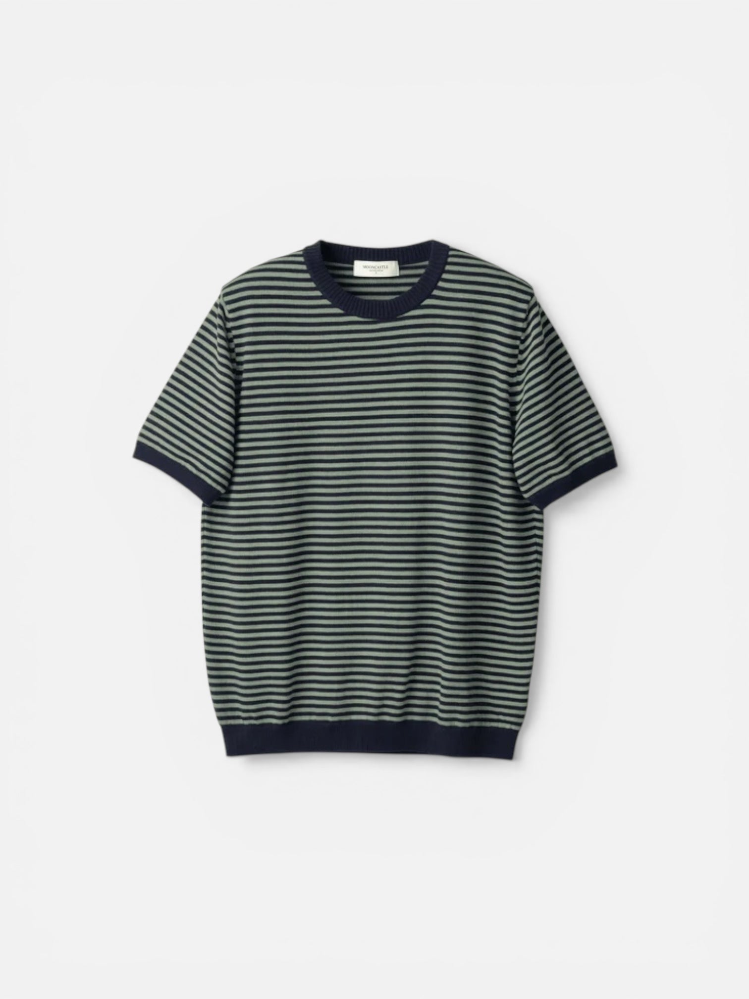 Mooncastle Ice Cotton Border Crewneck Navy Olive - Steranko Clothing Manchester