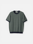 Mooncastle Ice Cotton Border Crewneck Navy Olive - Steranko Clothing Manchester