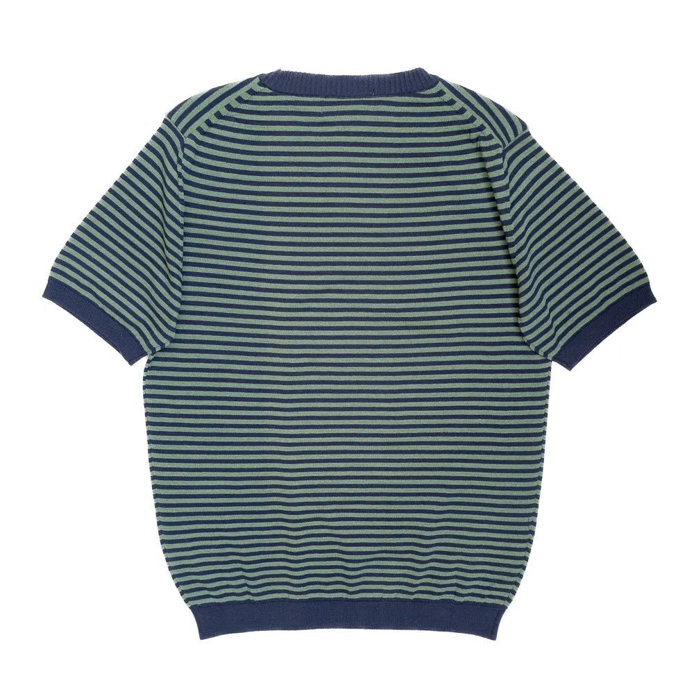 Mooncastle Ice Cotton Border Crewneck Navy Olive - Steranko Clothing Manchester