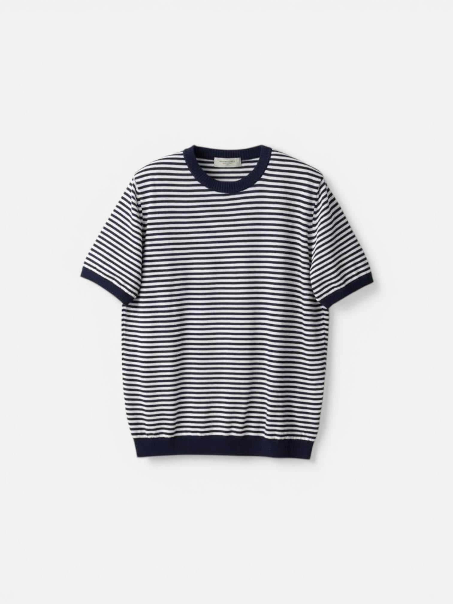 Mooncastle Ice Cotton Border Crewneck Navy White - Steranko Clothing Manchester