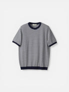 Mooncastle Ice Cotton Border Crewneck Navy White - Steranko Clothing Manchester
