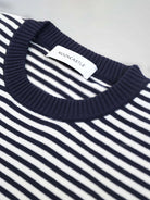 Mooncastle Ice Cotton Border Crewneck Navy White - Steranko Clothing Manchester