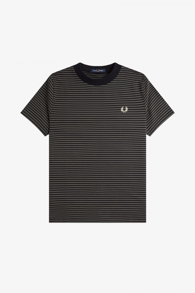 Fred Perry Fine Stripe T-Shirt Field Green / Black (Size Small)