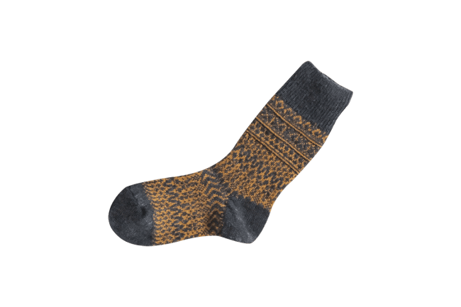 Nishiguchi Kutsushita Wool Jacquard Socks Navy - Steranko Clothing Manchester