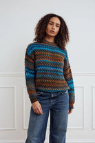 Noella Gio Knit Sweater Turquoise Brown Mix - Steranko Clothing Manchester