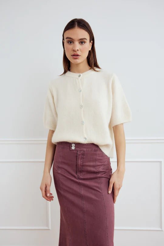 Noella Kae SS Knit Cardigan Oyster - Steranko Clothing Manchester