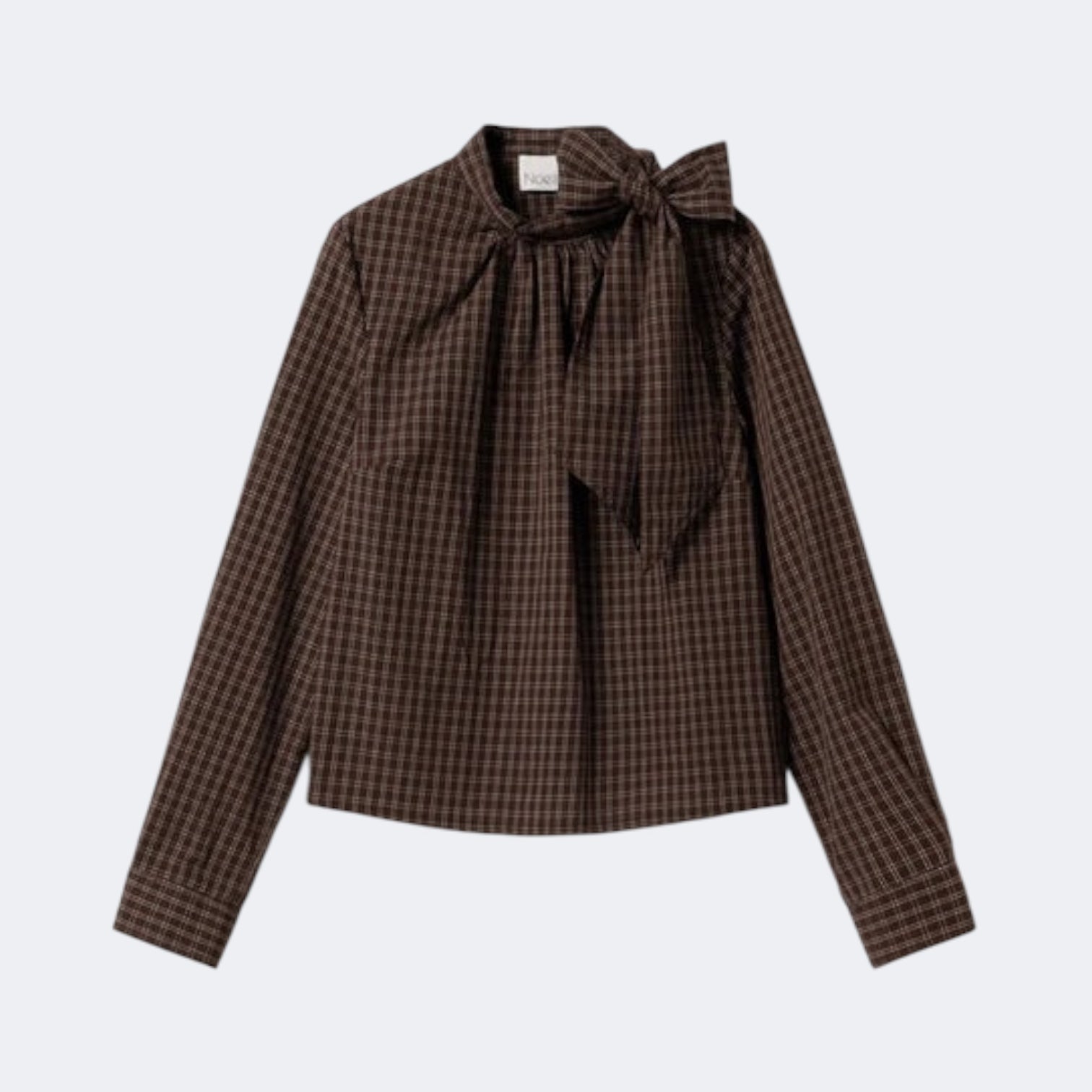 Noella Kesha L/S Blouse Cari Brown Check - Steranko Clothing Manchester