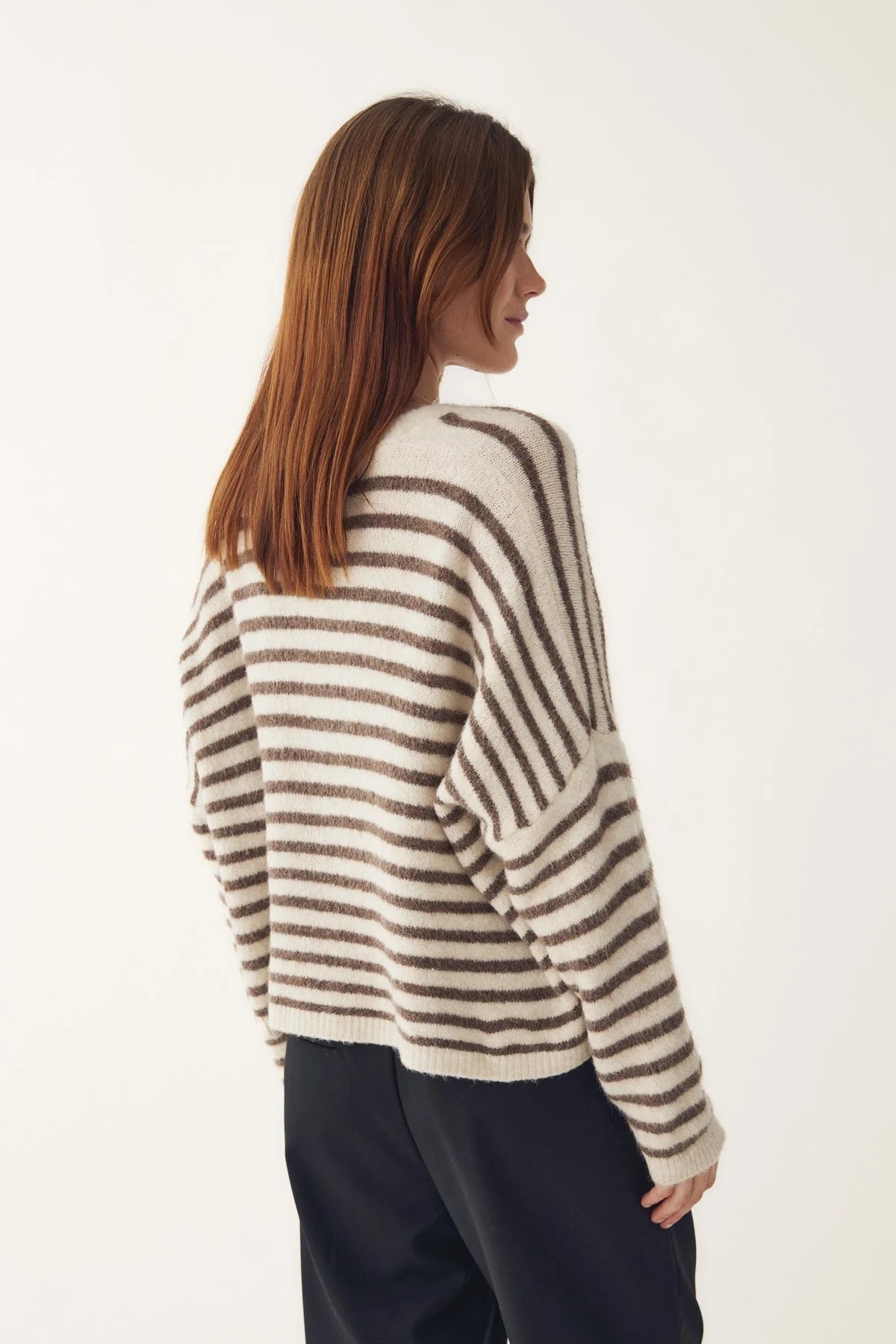 Noella Lenda Knit Cardigan Brown Ivory Stripe - Steranko Clothing Manchester