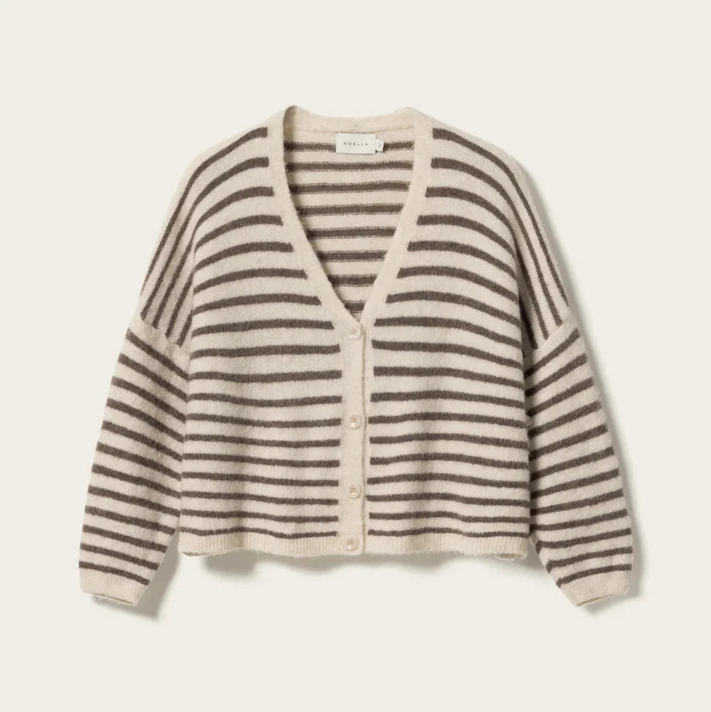 Noella Lenda Knit Cardigan Brown Ivory Stripe - Steranko Clothing Manchester