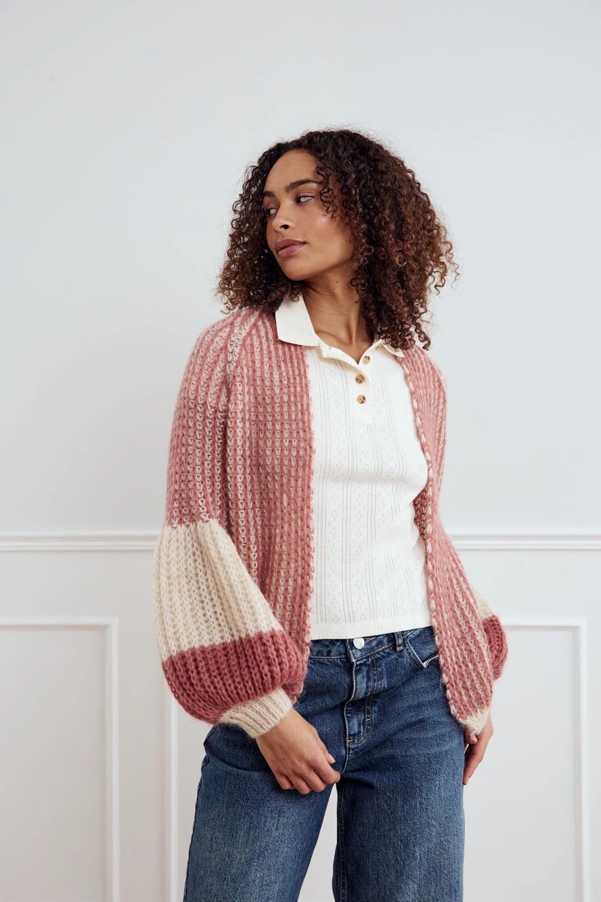 Noella Liana Knit Cardigan Rose Cream - Steranko Clothing Manchester