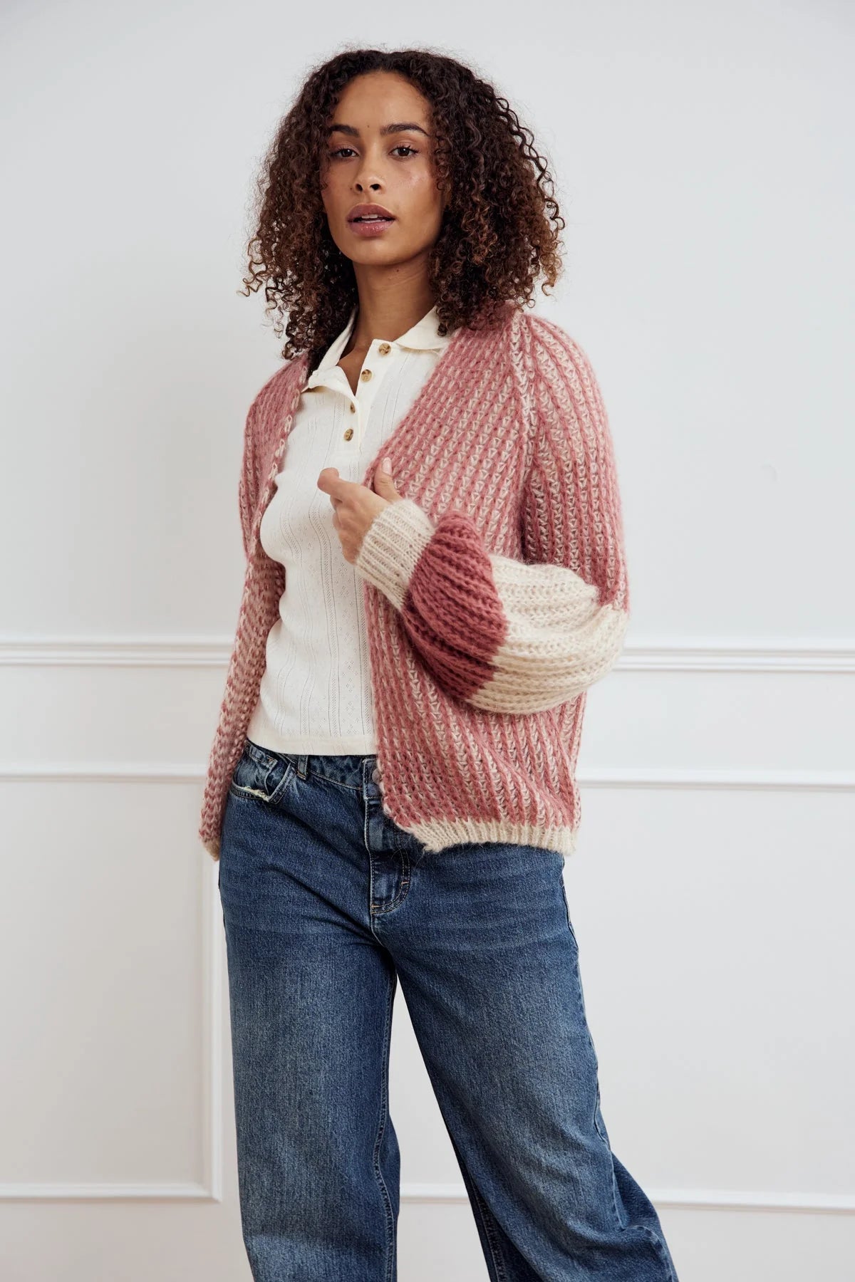 Noella Liana Knit Cardigan Rose Cream - Steranko Clothing Manchester