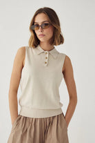 Noella Maxine SL Knit Polo Oyster - Steranko Clothing Manchester