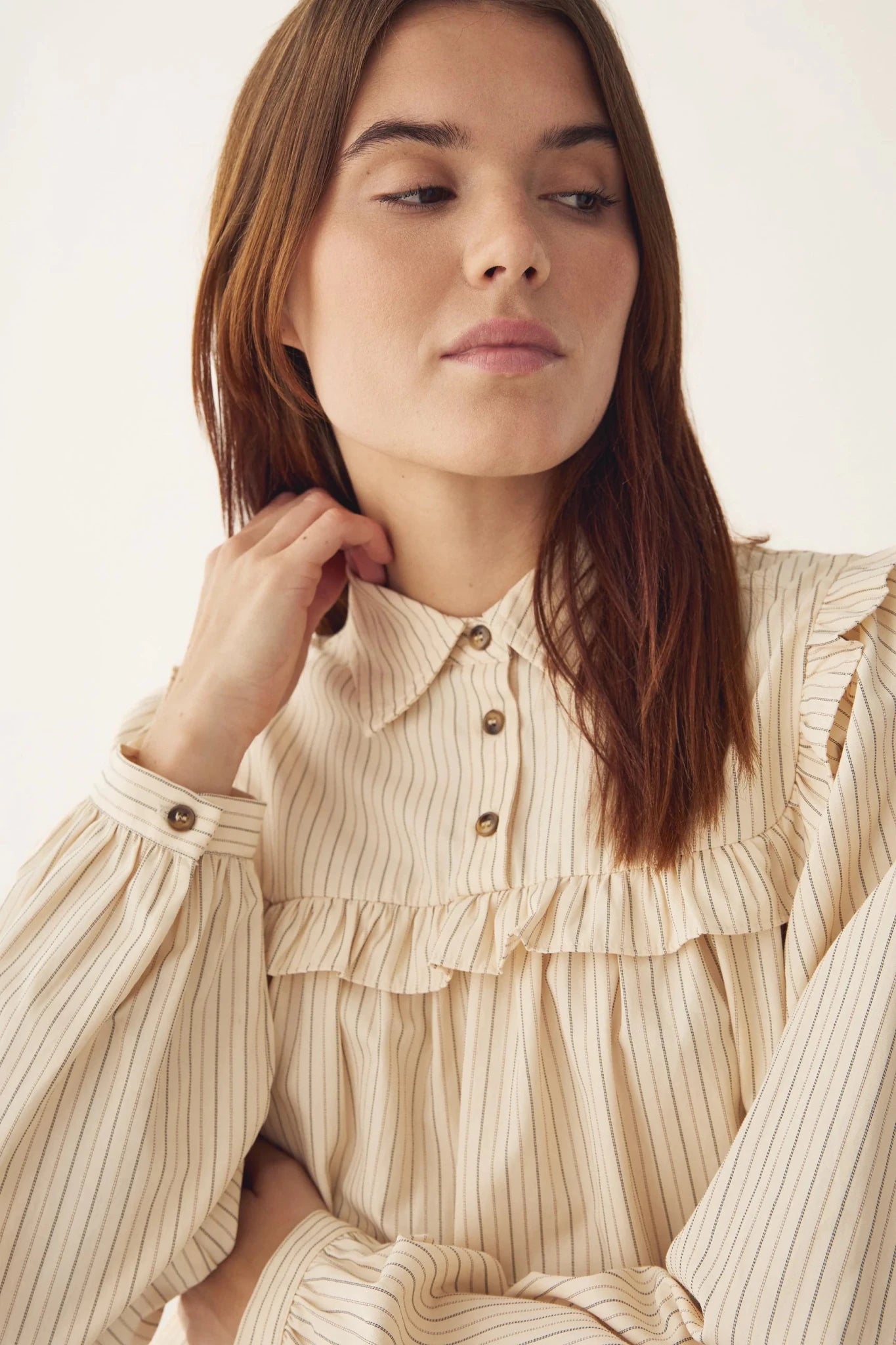 Noella Mikayla Blouse Donnie Cream Stripe - Steranko Clothing Manchester