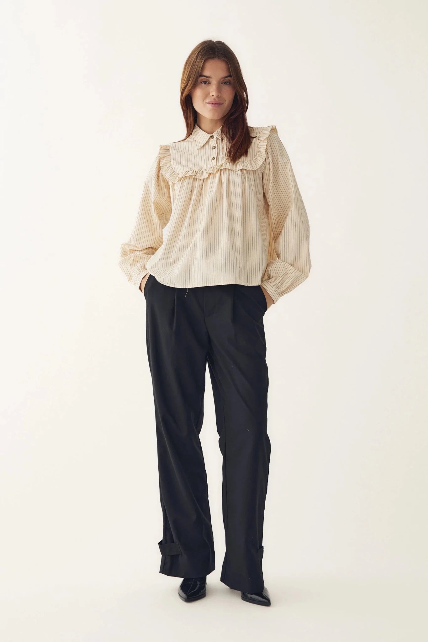 Noella Mikayla Blouse Donnie Cream Stripe - Steranko Clothing Manchester