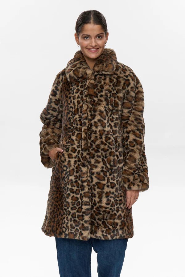 Numph Lulla Faux Fur Coat Black Coffee - Steranko Clothing Manchester