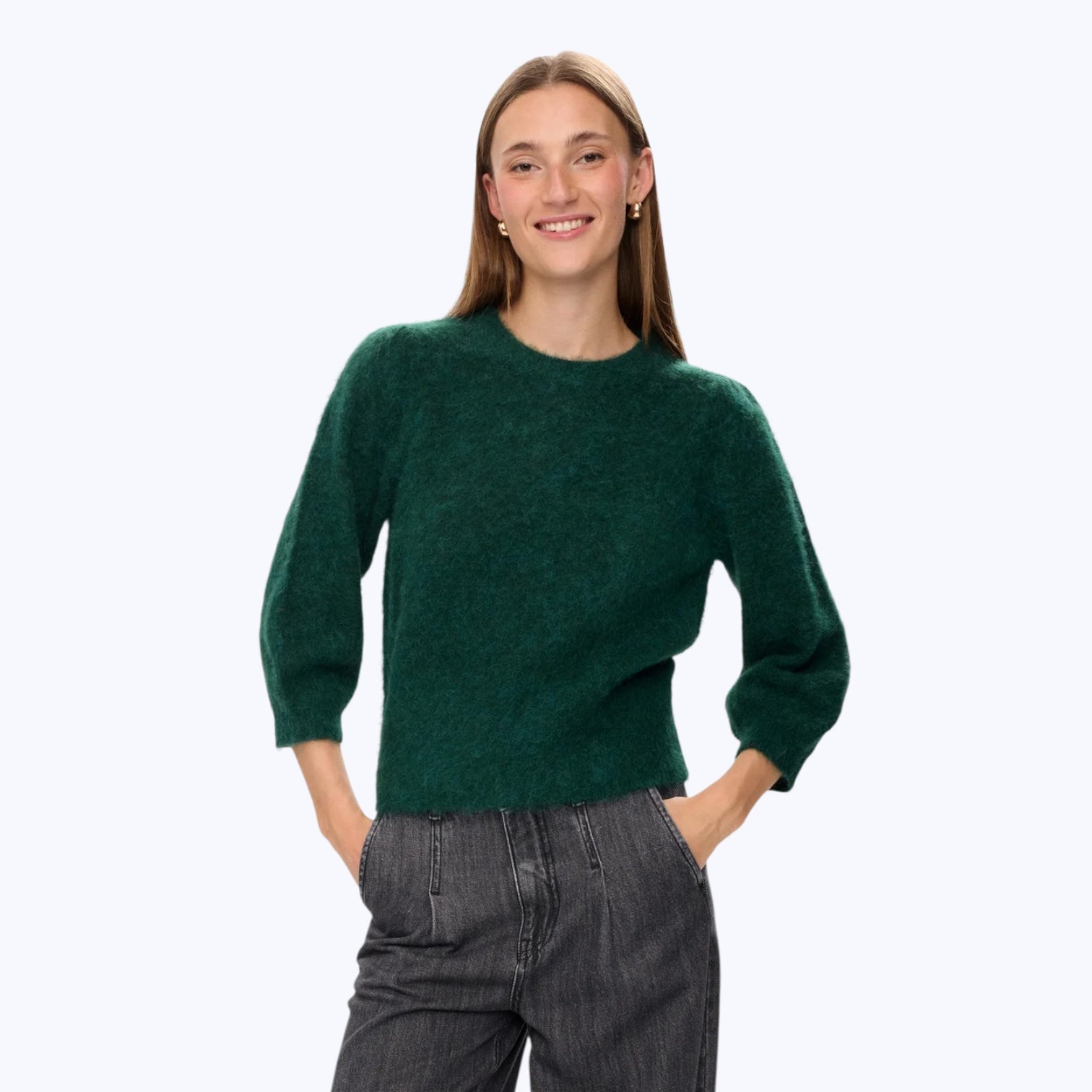 Numph Suri Brushed Pullover Rain Forest - Steranko Clothing Manchester