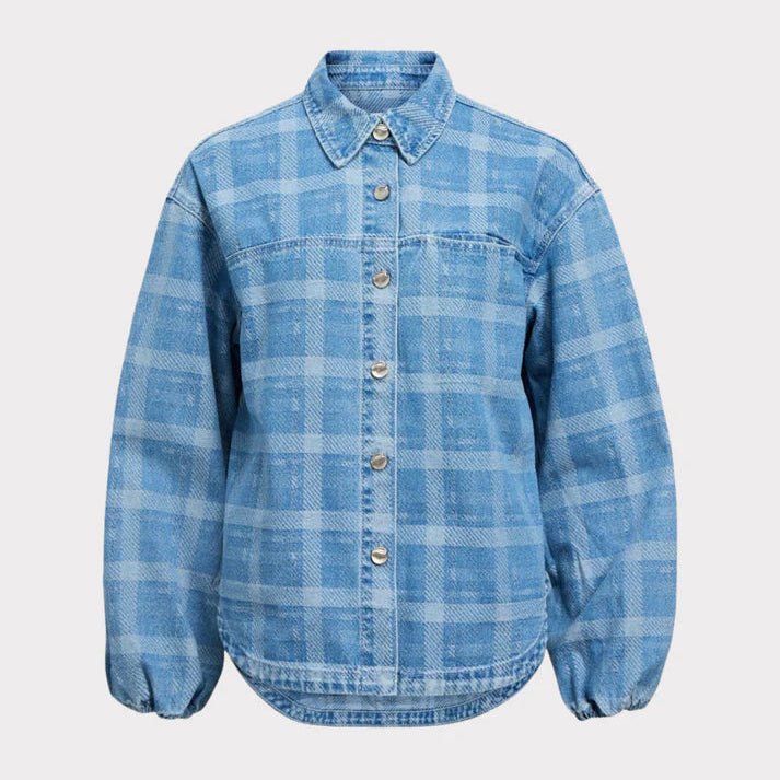 Object Checky LS Denim Shirt Light Blue - Steranko Clothing Manchester
