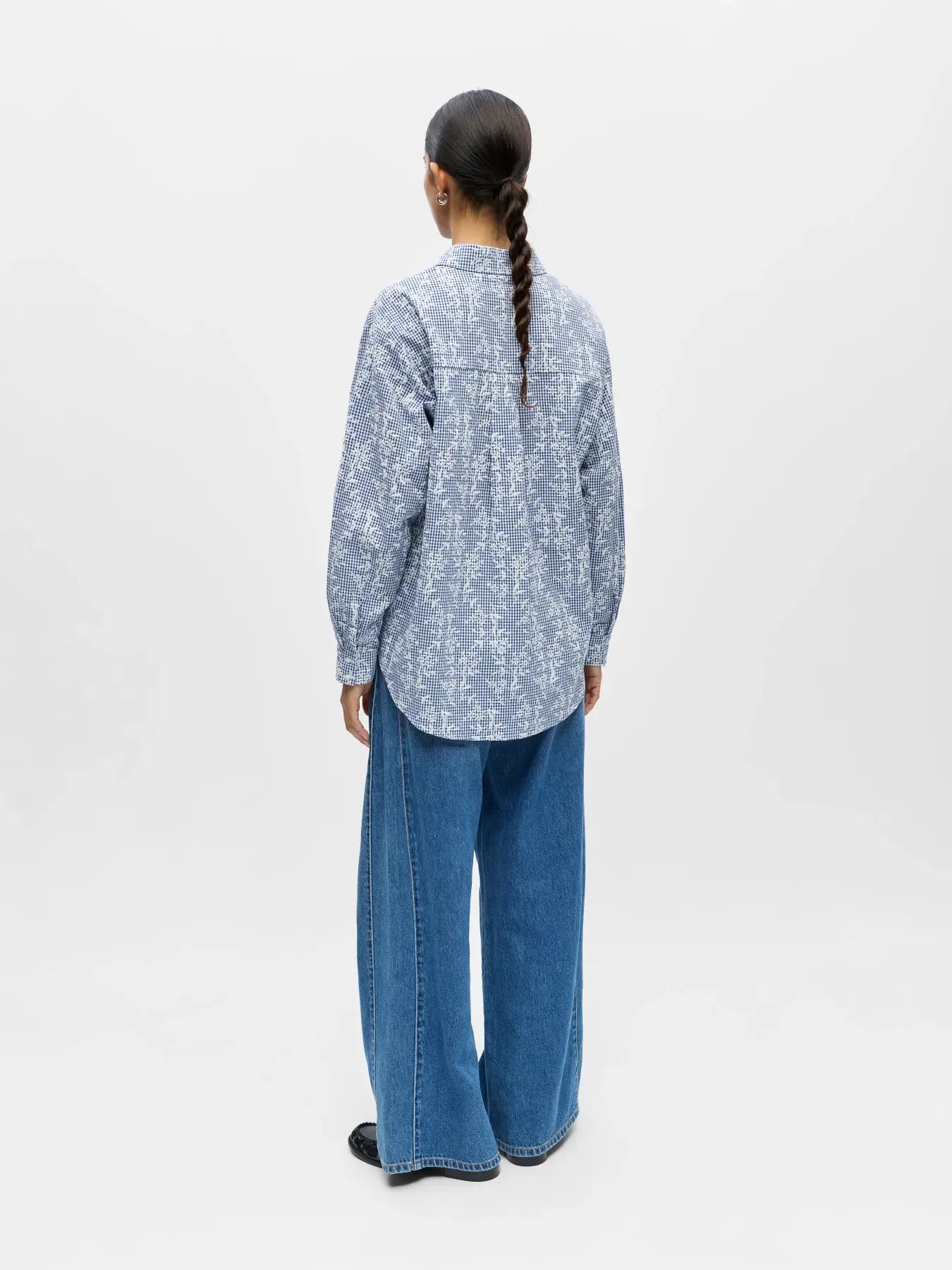 Object Ciara L/S Lo Shirt Dark Denim/White - Steranko Clothing Manchester