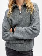 Object Diana High Neck Pullover Medium Grey Melange - Steranko Clothing Manchester