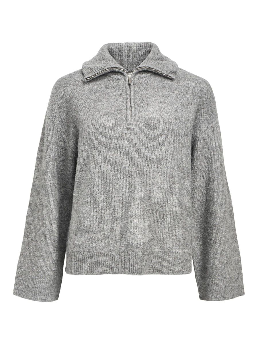 Object Diana High Neck Pullover Medium Grey Melange - Steranko Clothing Manchester