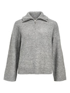 Object Diana High Neck Pullover Medium Grey Melange - Steranko Clothing Manchester