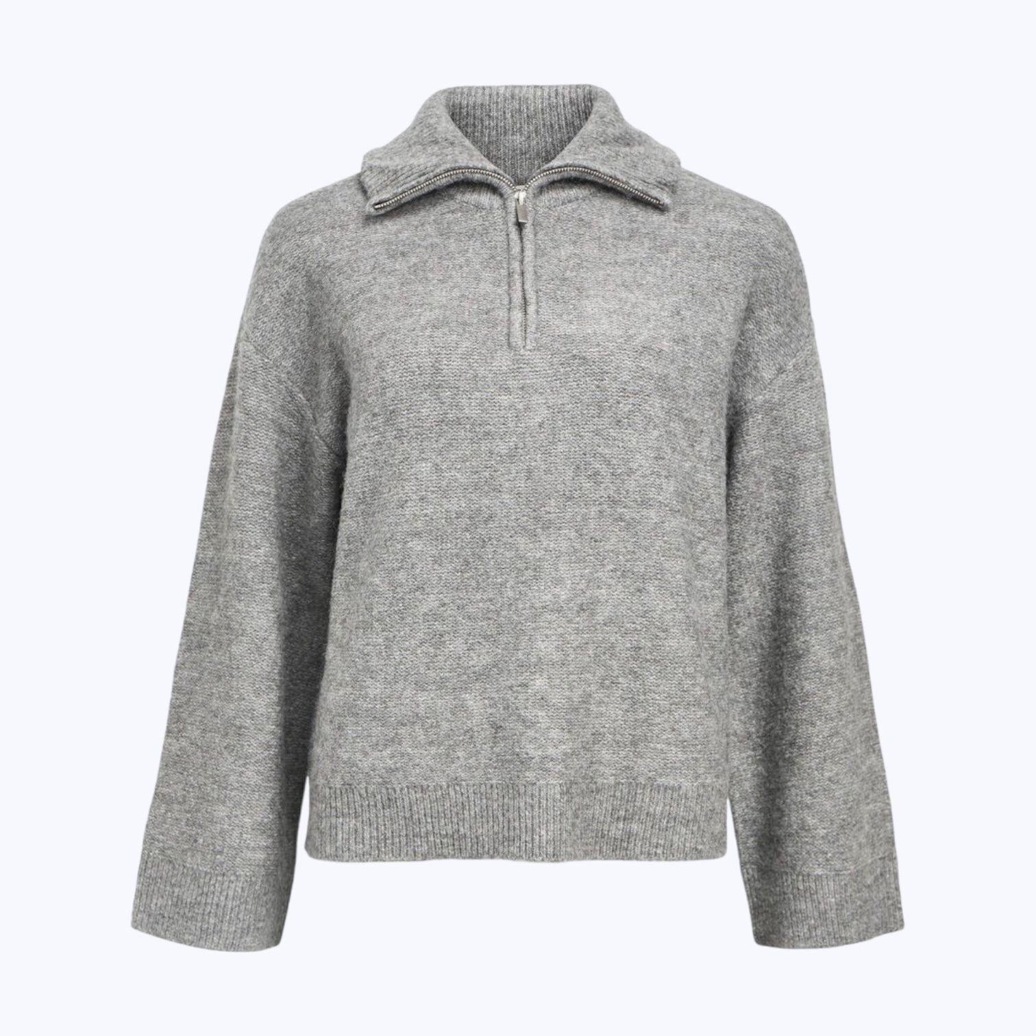 Object Diana High Neck Pullover Medium Grey Melange - Steranko Clothing Manchester