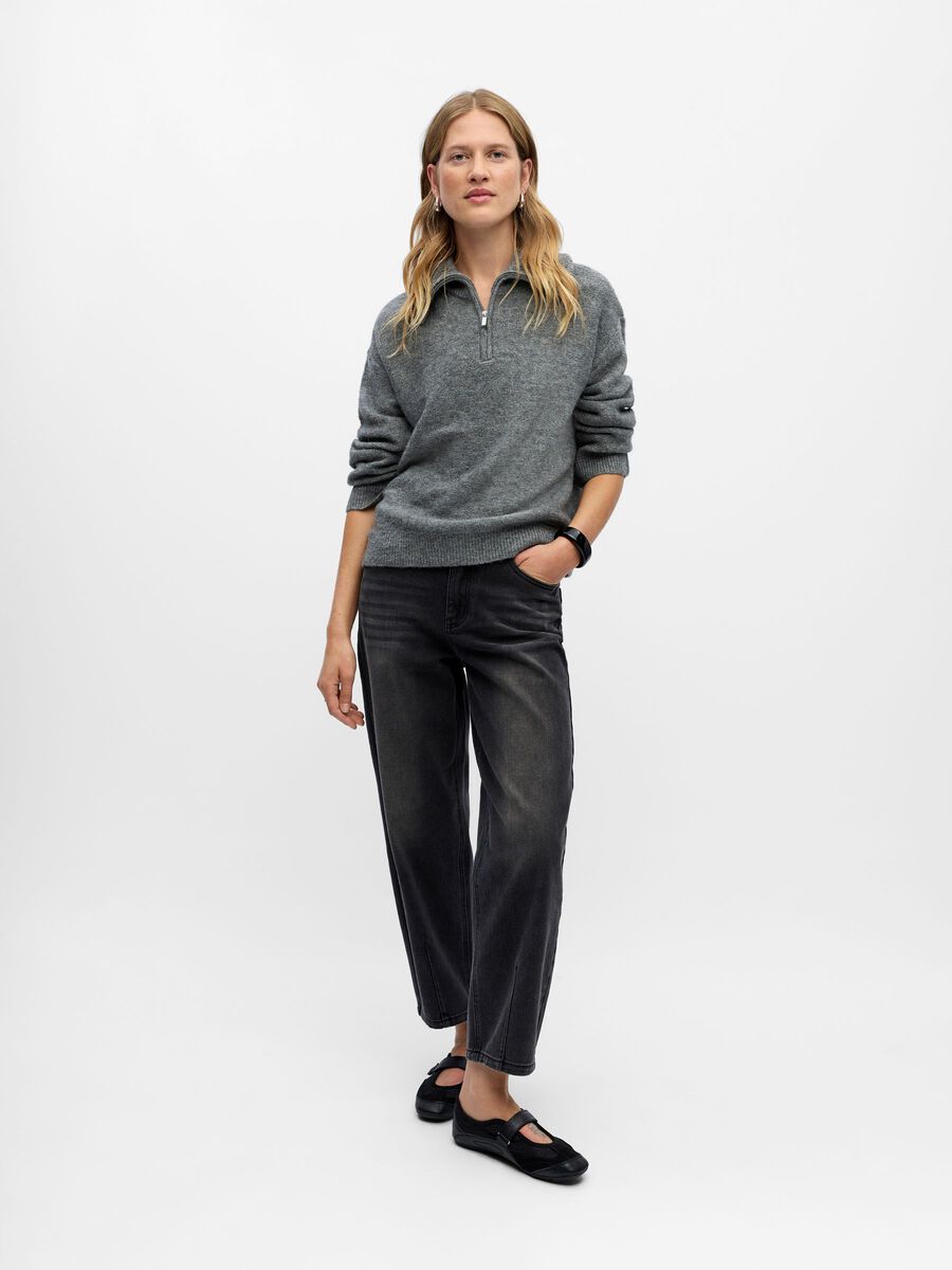 Object Diana High Neck Pullover Medium Grey Melange - Steranko Clothing Manchester