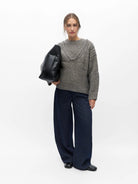 Object Hinna L/S Pullover Medium Grey/Melange - Steranko Clothing Manchester