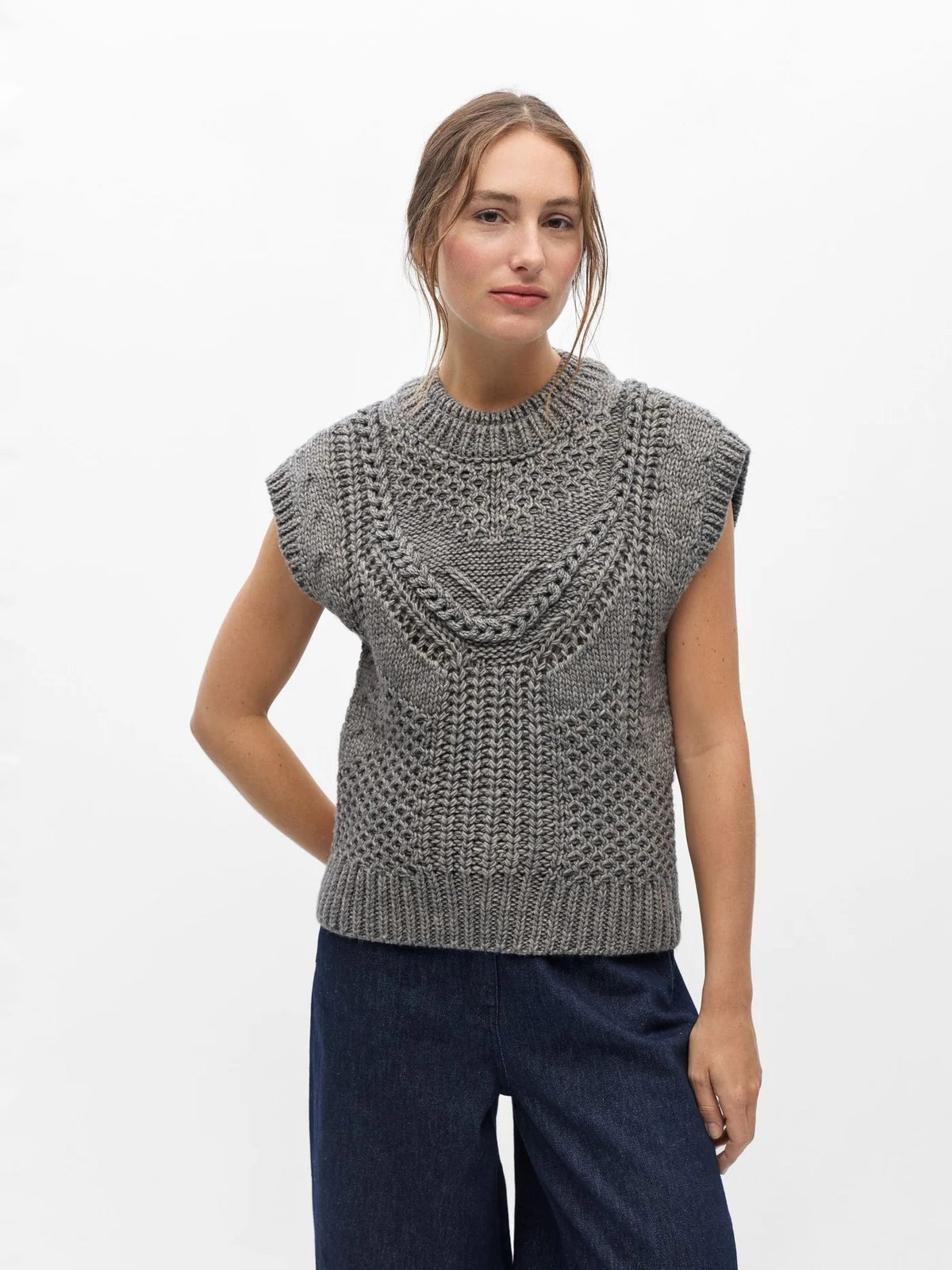 Object Hinna Vest Medium Grey/Melange - Steranko Clothing Manchester