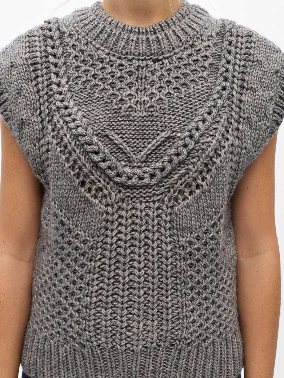 Object Hinna Vest Medium Grey/Melange - Steranko Clothing Manchester
