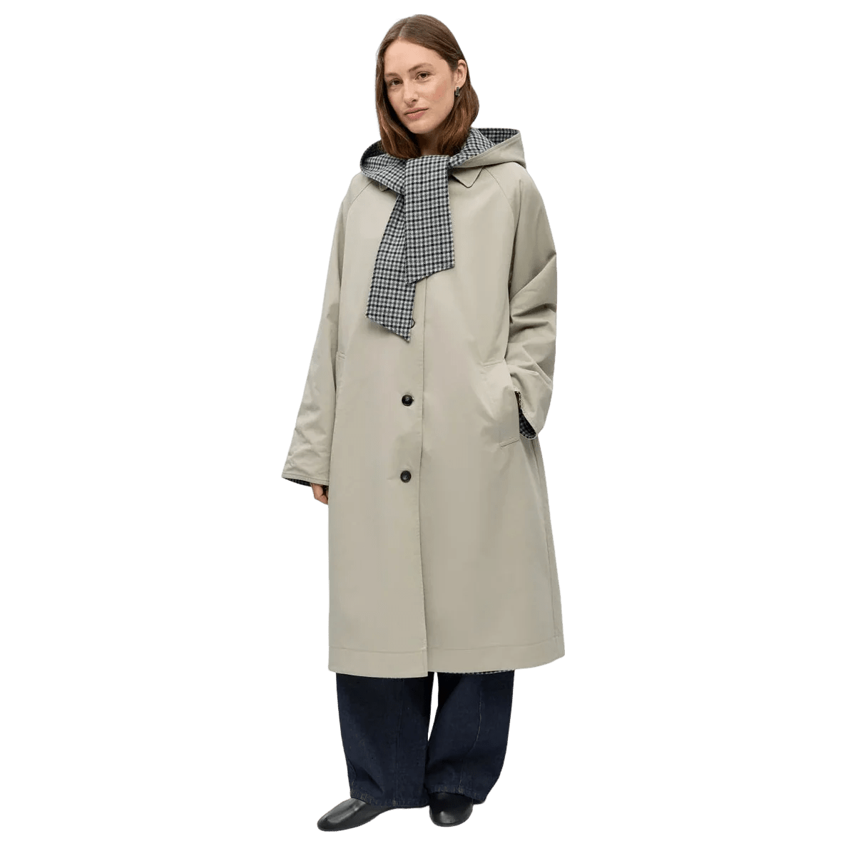 Object Holly L/S Long Reversible Coat Opal Grey Carafe Multi - Steranko Clothing Manchester