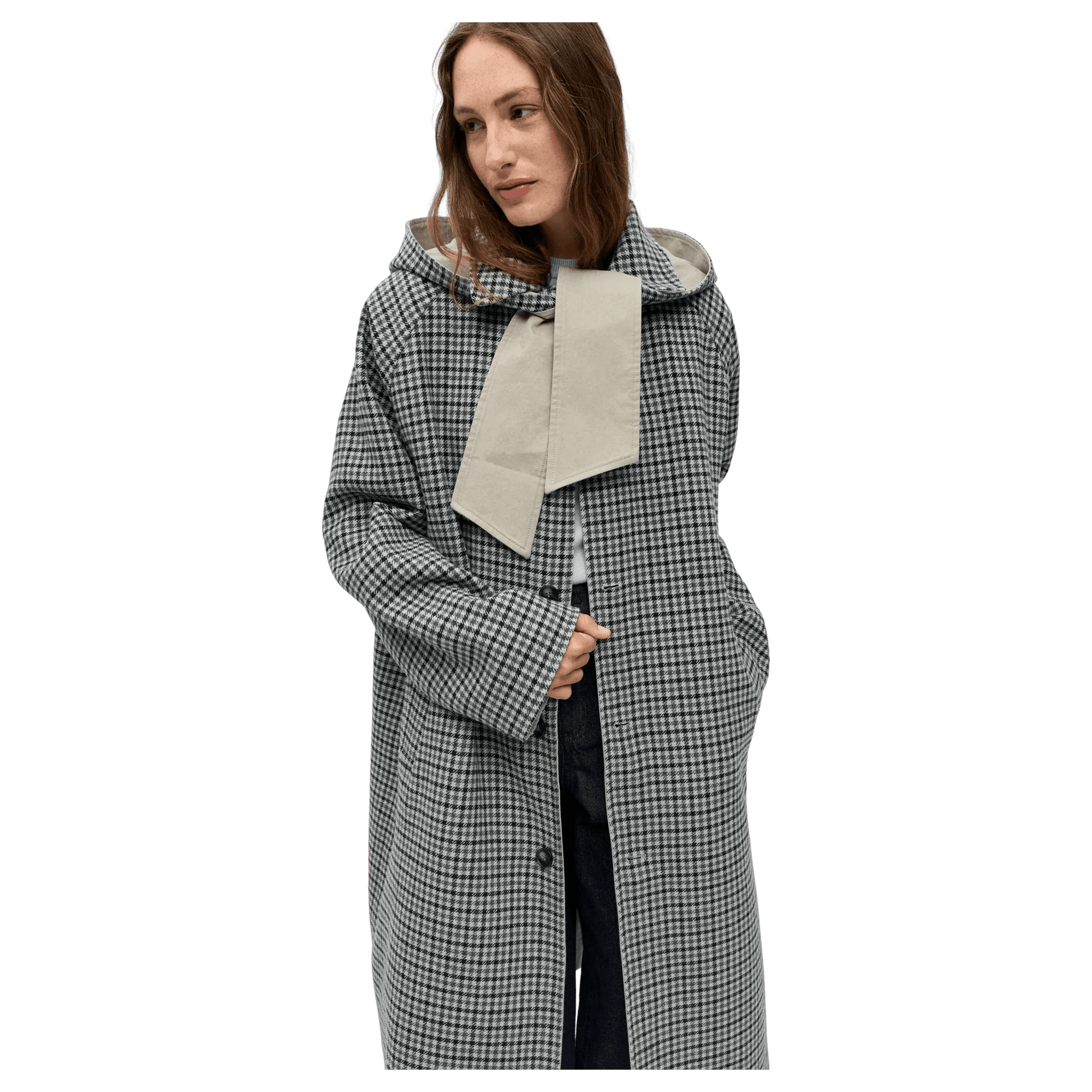 Object Holly L/S Long Reversible Coat Opal Grey Carafe Multi - Steranko Clothing Manchester