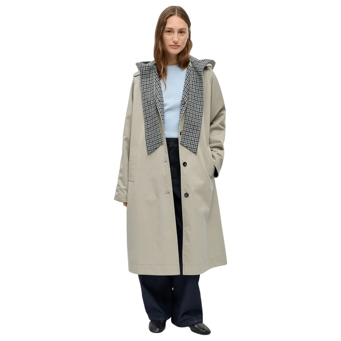 Object Holly L/S Long Reversible Coat Opal Grey Carafe Multi - Steranko Clothing Manchester