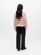 Object Joda L/S Lo Striped Knit Pullover Birch Poinsettia - Steranko Clothing Manchester