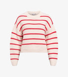 Object Joda L/S Lo Striped Knit Pullover Birch Poinsettia - Steranko Clothing Manchester