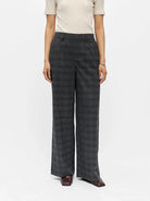 Object Lisa Wide Leg Pant Dark Grey Melange - Steranko Clothing Manchester