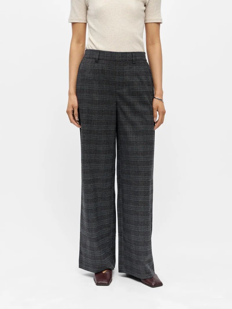 Object Lisa Wide Leg Pant Dark Grey Melange - Steranko Clothing Manchester