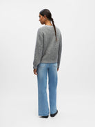 Object Merle Knitted Cardigan Grey Melange - Steranko Clothing Manchester