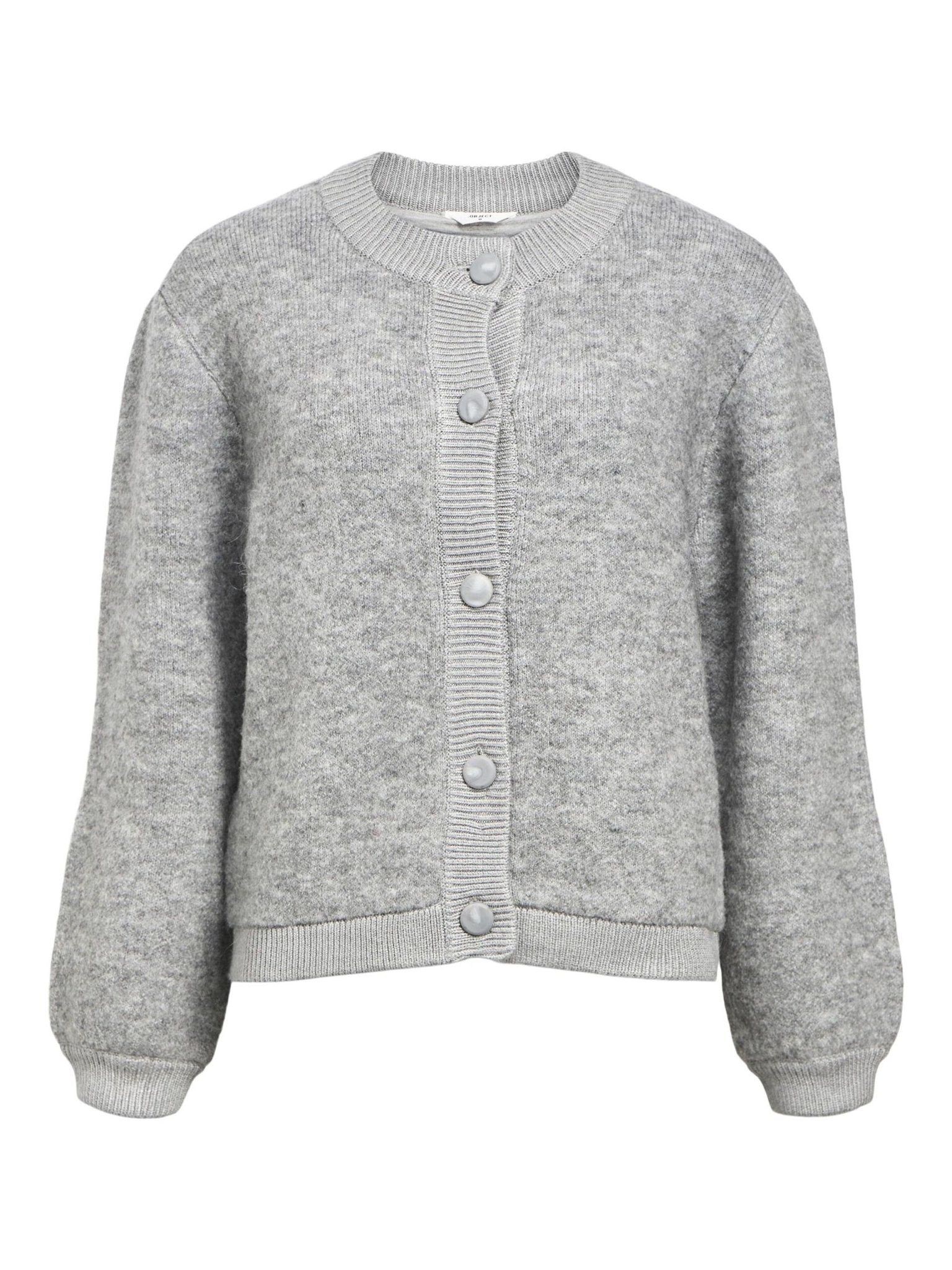 Object Merle Knitted Cardigan Grey Melange - Steranko Clothing Manchester