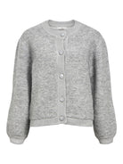 Object Merle Knitted Cardigan Grey Melange - Steranko Clothing Manchester