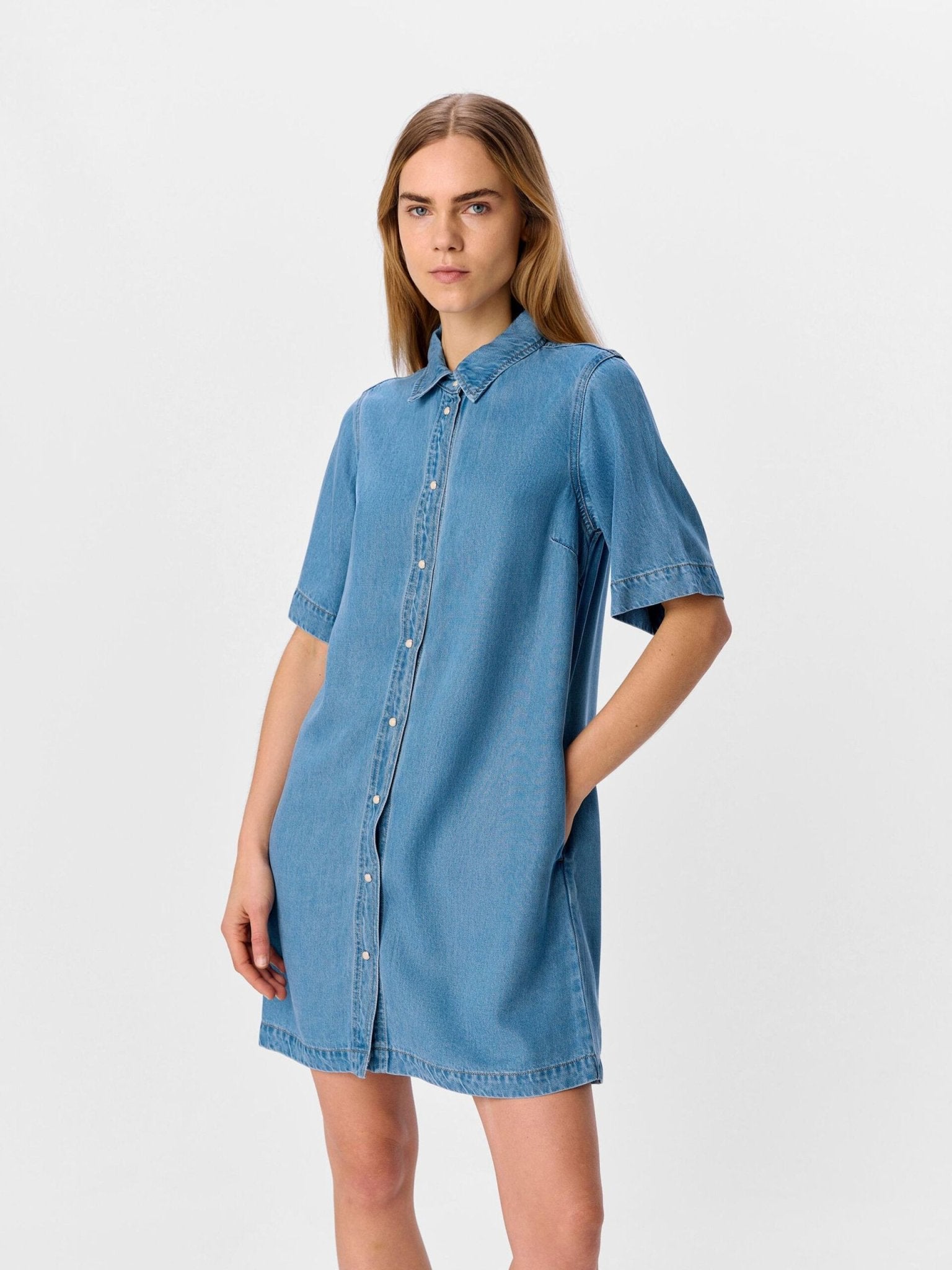 Object Mini Dress Light Blue Denim - Steranko Clothing Manchester
