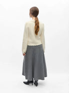 Object Parya Scalloped Knitted Cardigan Birch - Steranko Clothing Manchester